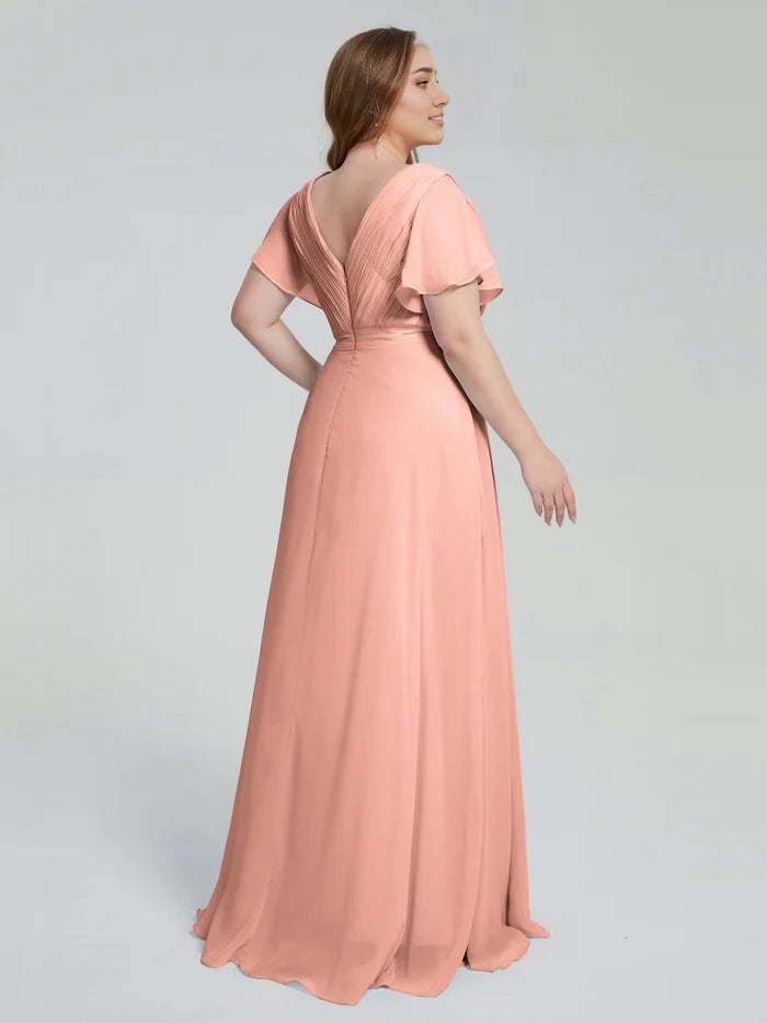 Plus Size Long Bridesmaid Dresses with Sleeves simple gentle atmospheric and unique desi Bring summer colors to enhance whiteness