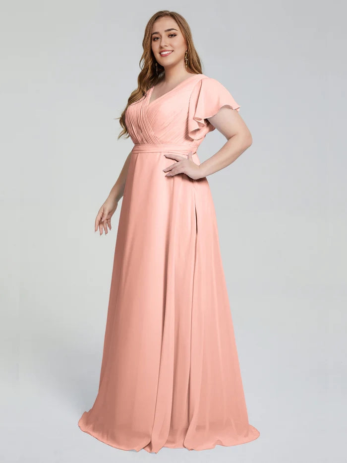 Plus Size Long Bridesmaid Dresses with Sleeves simple gentle atmospheric and unique desi Bring summer colors to enhance whiteness