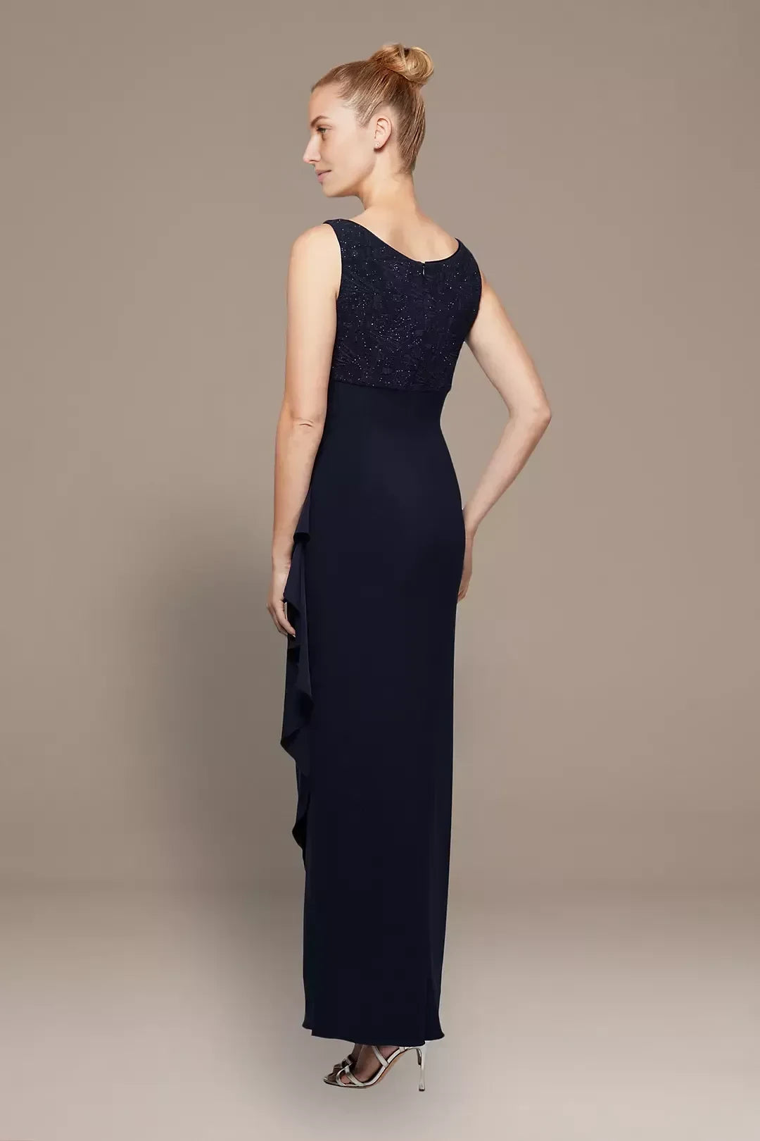 Polished Three Piece Scoop Neck Three Quarter Sleeve Lace Back Floor Length Mother of the Bride Dress