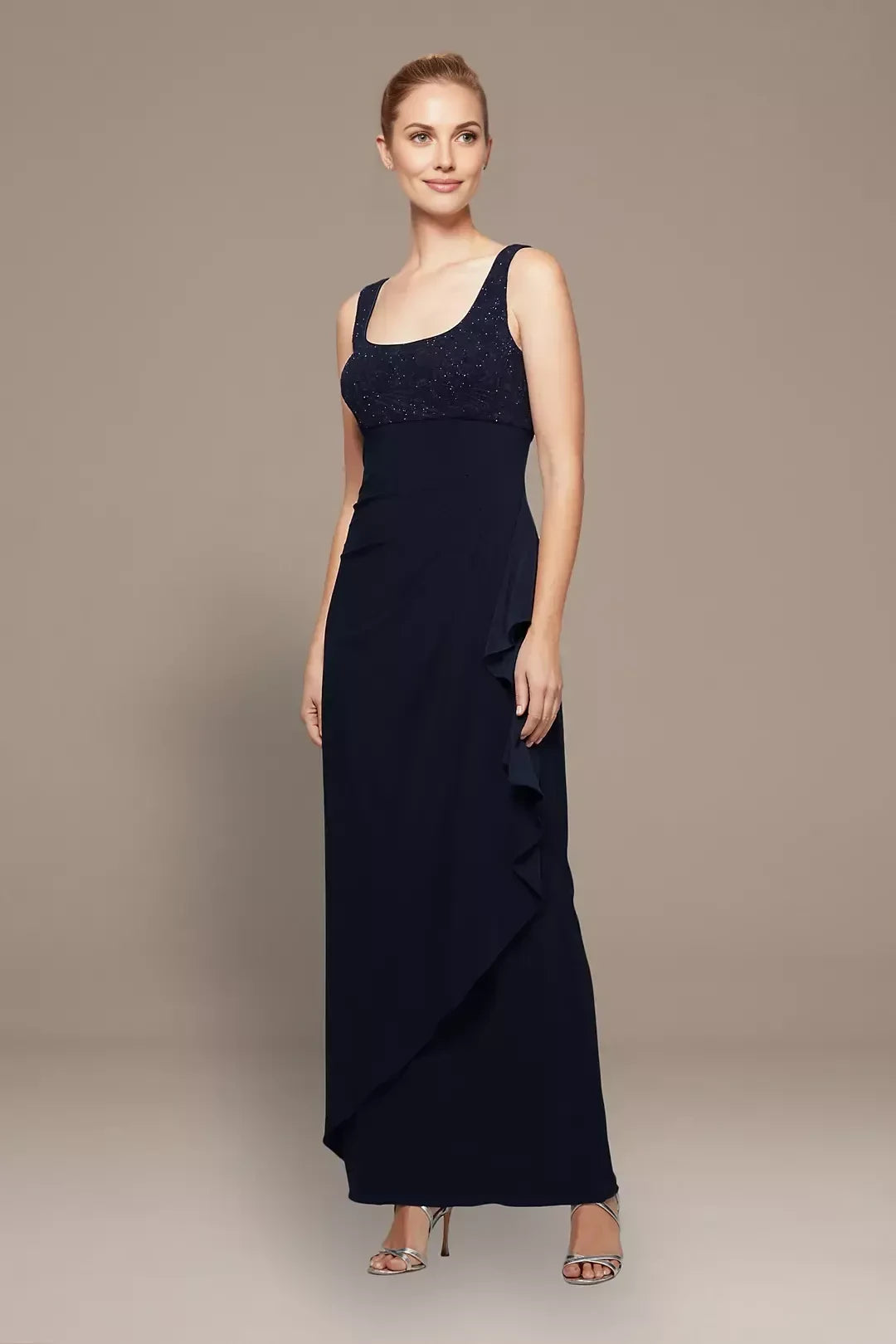 Polished Three Piece Scoop Neck Three Quarter Sleeve Lace Back Floor Length Mother of the Bride Dress