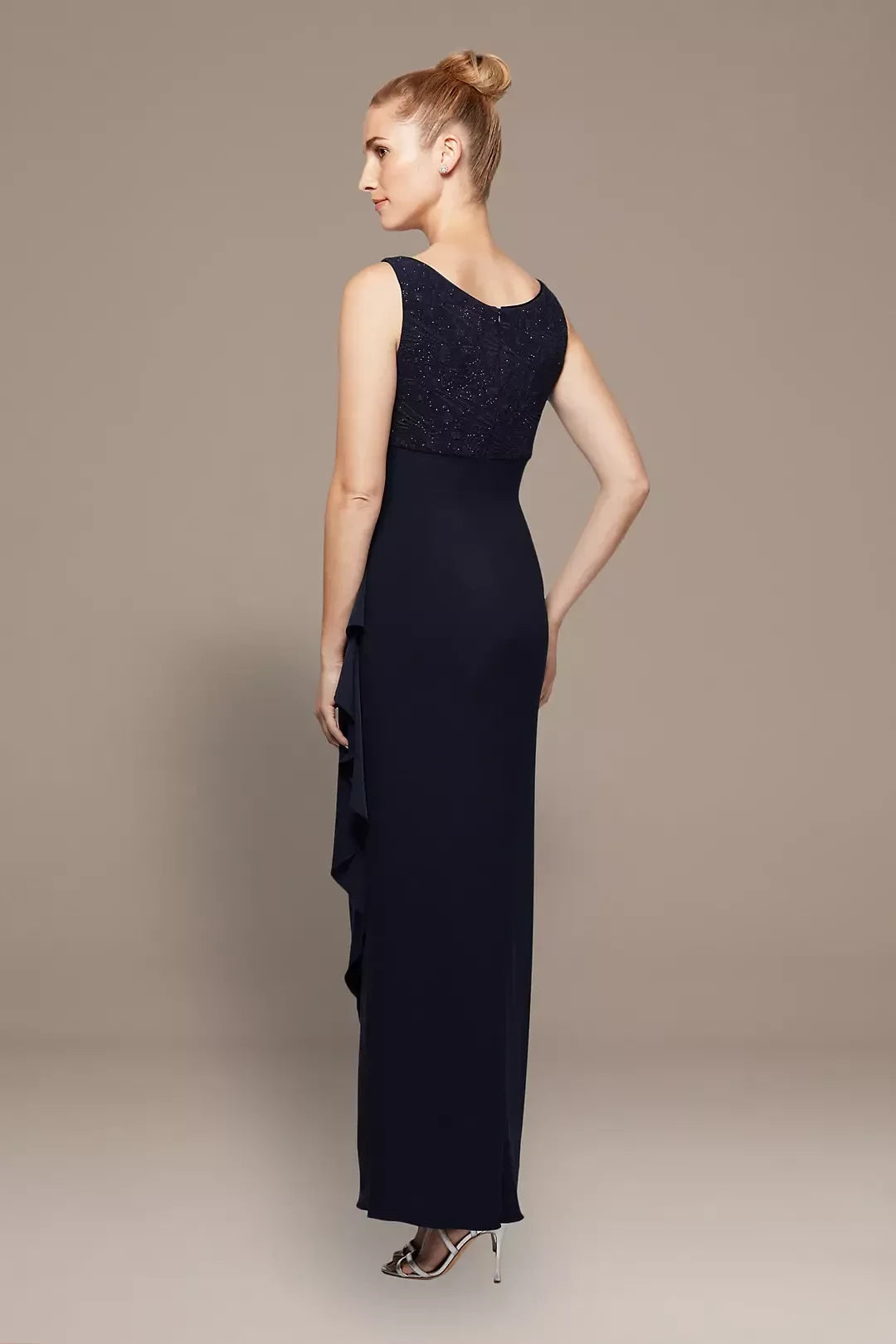 Polished Two Piece Scoop Neck Three Quarter Sleeve Plain Back Floor Length Mother of the Bride Dress