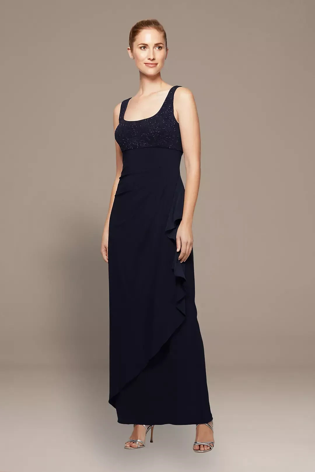 Polished Two Piece Scoop Neck Three Quarter Sleeve Plain Back Floor Length Mother of the Bride Dress