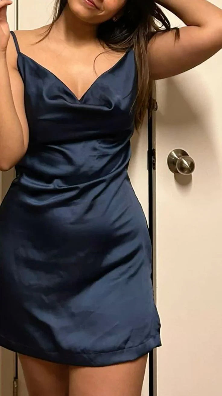 Pretty A line Spaghetti Straps Navy Blue Formal Homecoming Dresses Middle School Short 21st Birthday Outfits Graduation Dress Mini Cocktail Dresses