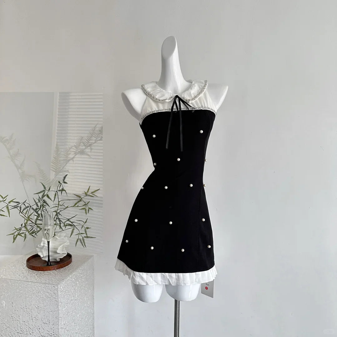 Pretty Black Sleeveless A Line Mini Birthday Dress Holiday Dress simple gentle atmospheric and unique desi Bring summer colors to enhance whiteness