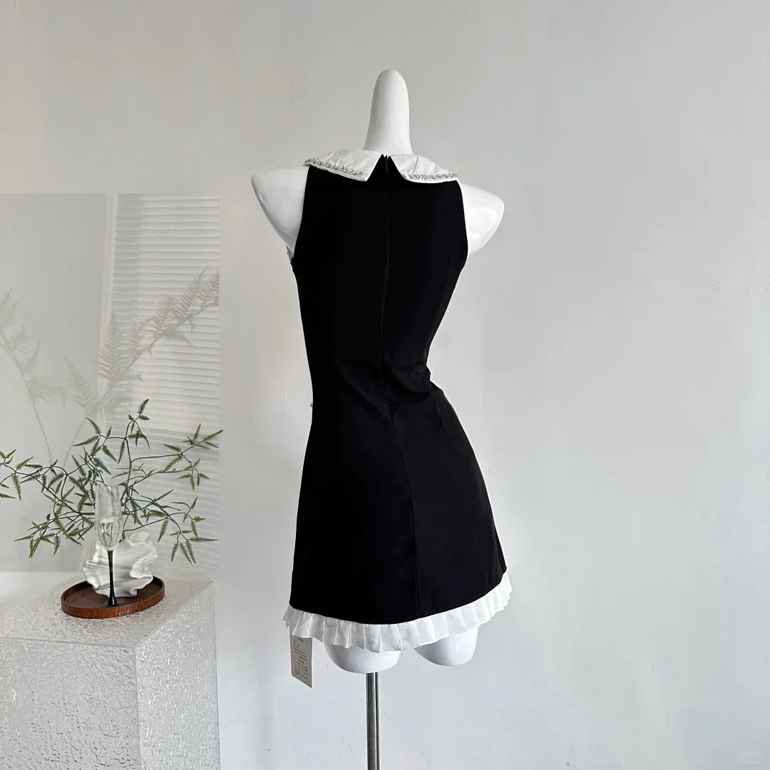 Pretty Black Sleeveless A Line Mini Birthday Dress Holiday Dress simple gentle atmospheric and unique desi Bring summer colors to enhance whiteness
