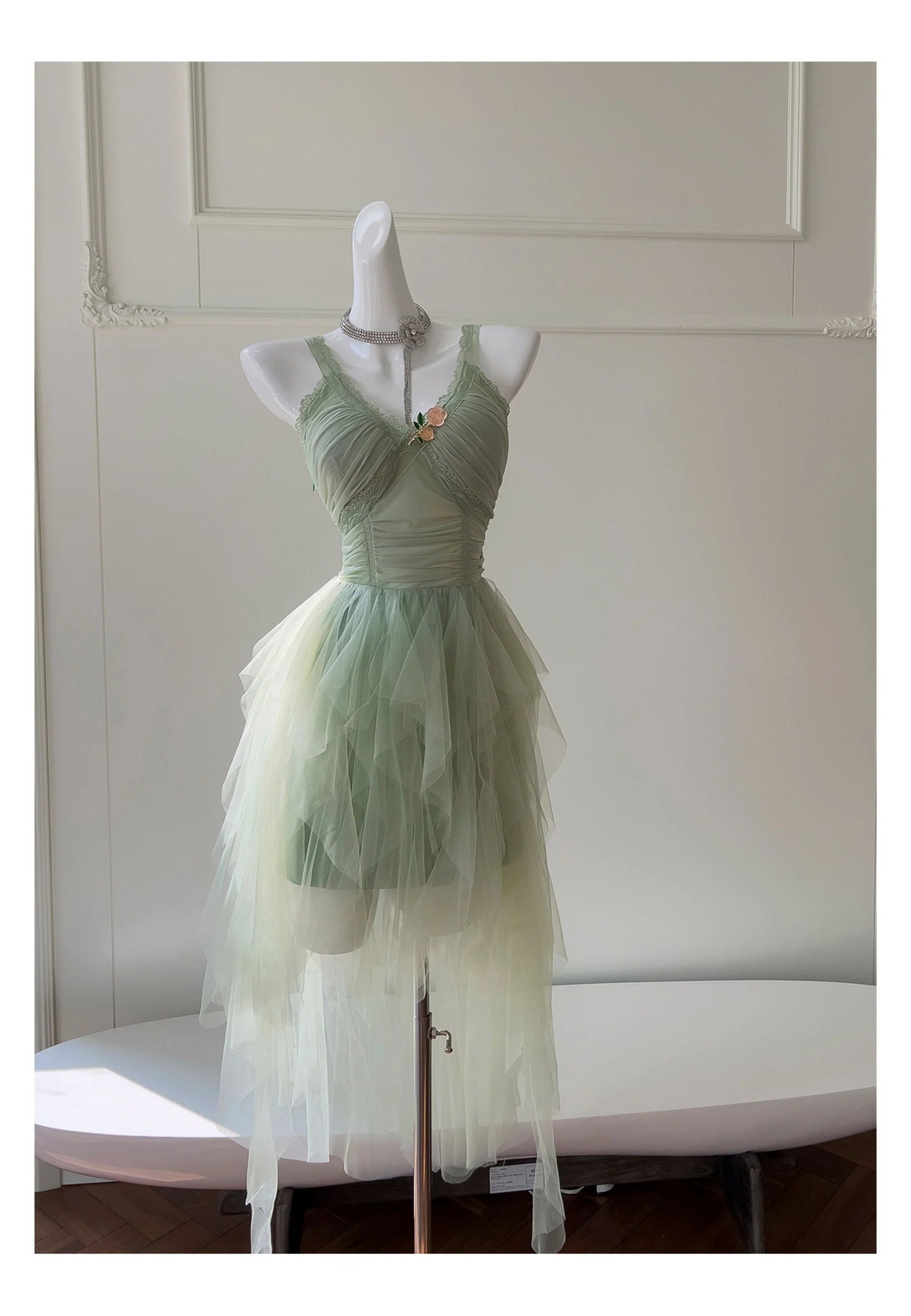 Pretty Green Tulle Formal Homecoming Dresses Middle School Short 21st Birthday Outfits Graduation Dress Mini Cocktail Dresses