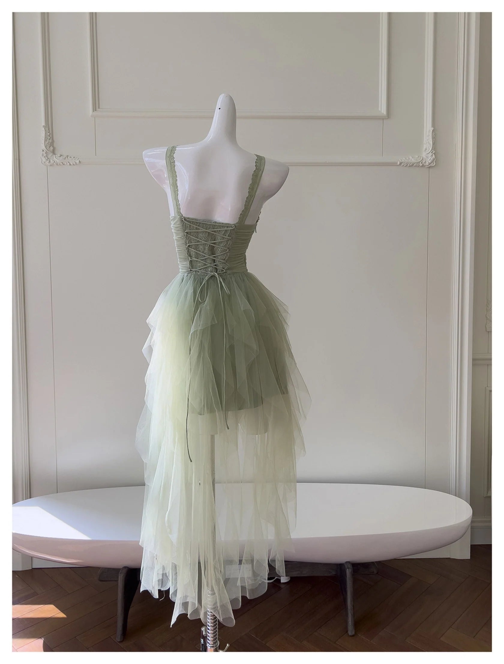Pretty Green Tulle Formal Homecoming Dresses Middle School Short 21st Birthday Outfits Graduation Dress Mini Cocktail Dresses