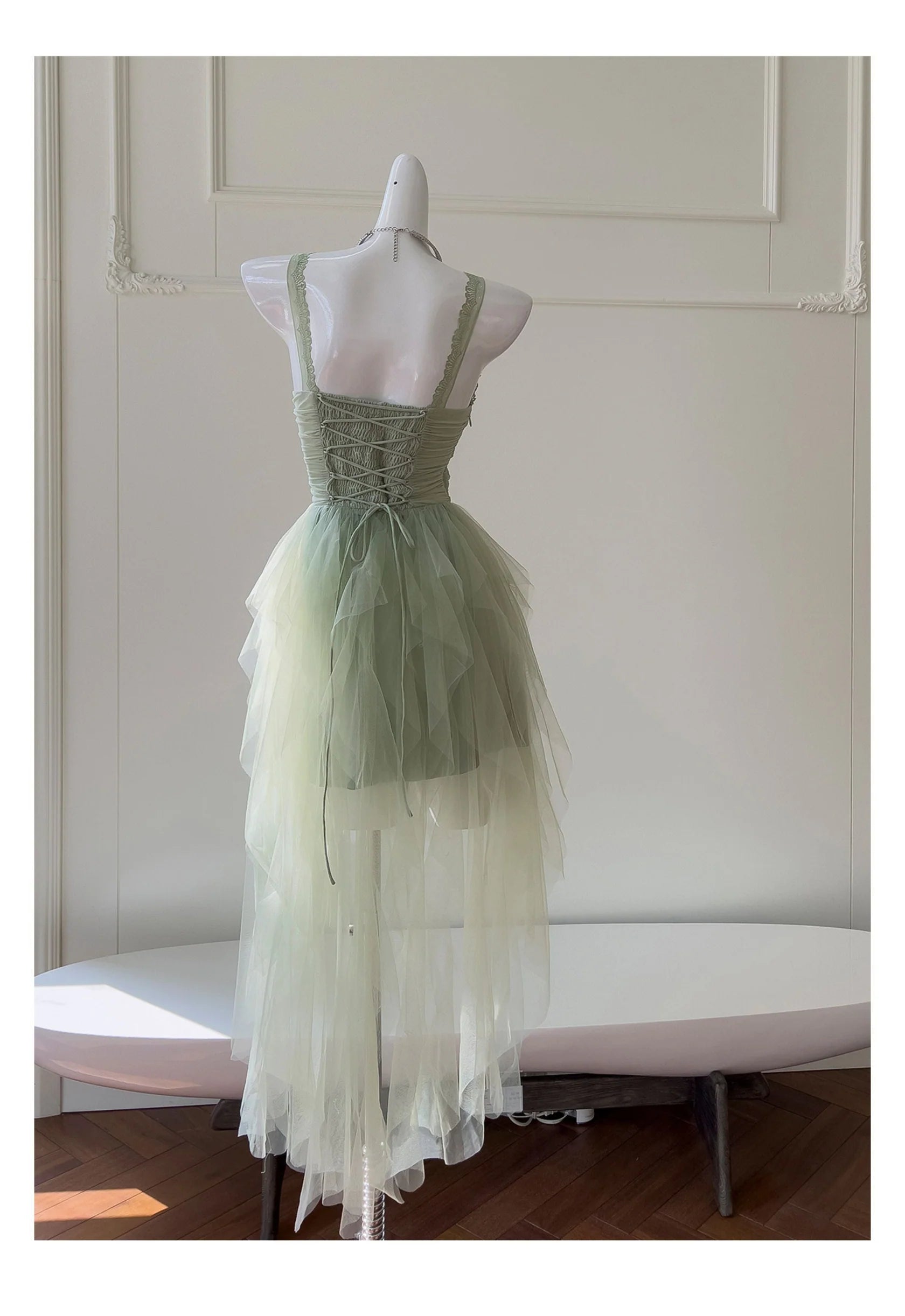 Pretty Green Tulle Formal Homecoming Dresses Middle School Short 21st Birthday Outfits Graduation Dress Mini Cocktail Dresses