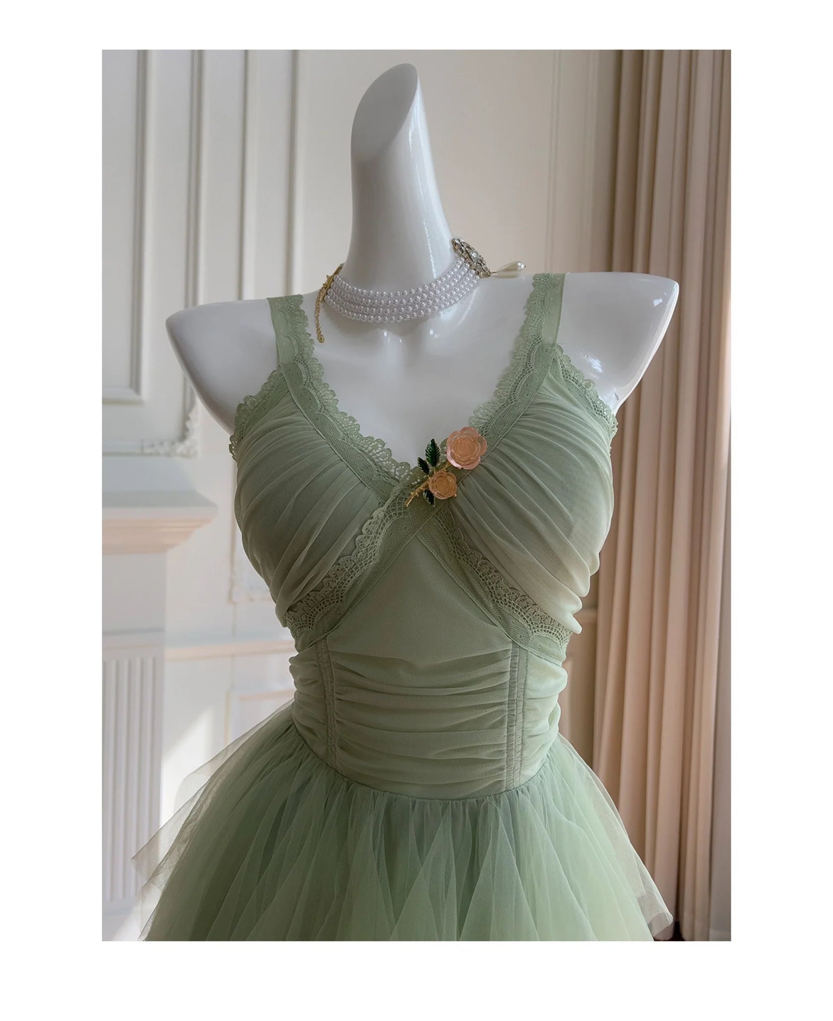 Pretty Green Tulle Formal Homecoming Dresses Middle School Short 21st Birthday Outfits Graduation Dress Mini Cocktail Dresses