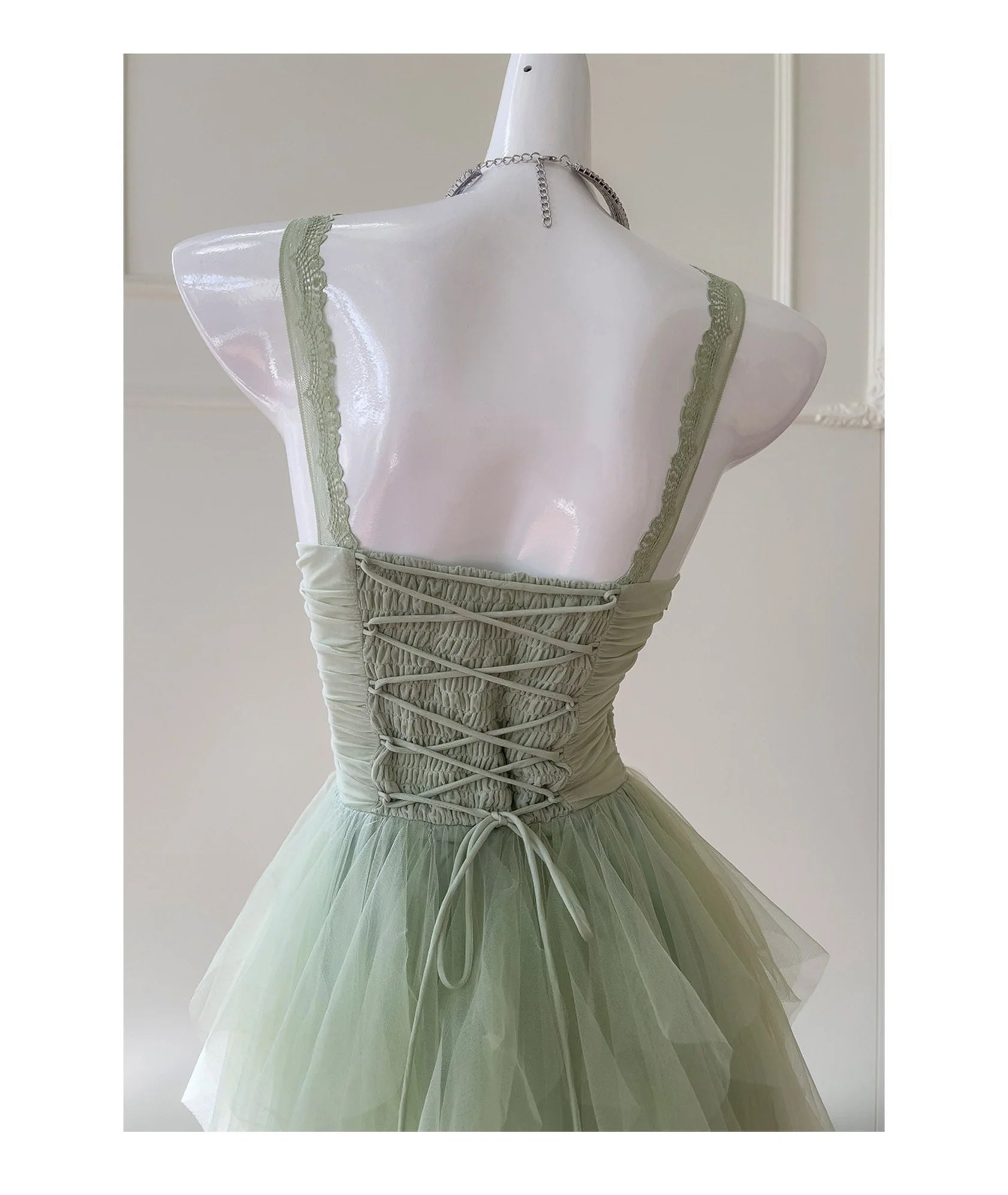 Pretty Green Tulle Formal Homecoming Dresses Middle School Short 21st Birthday Outfits Graduation Dress Mini Cocktail Dresses