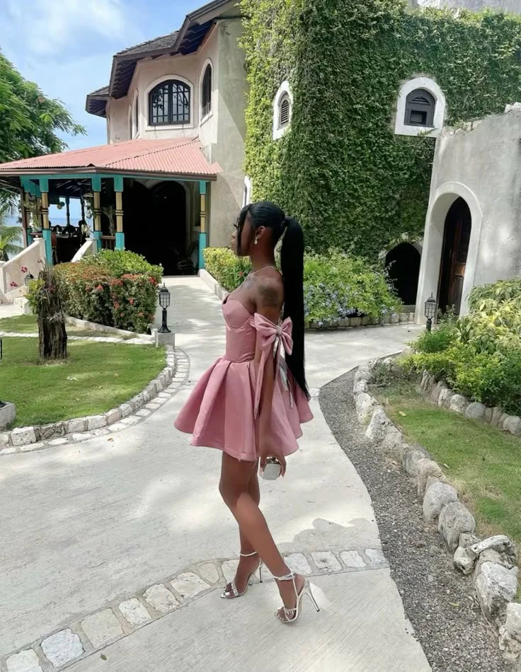 Pretty Strapless Sweetheart Neck A Line Short Birthday Party Dress Homecoming Dress simple gentle atmospheric and unique desi Bring summer colors to enhance whiteness