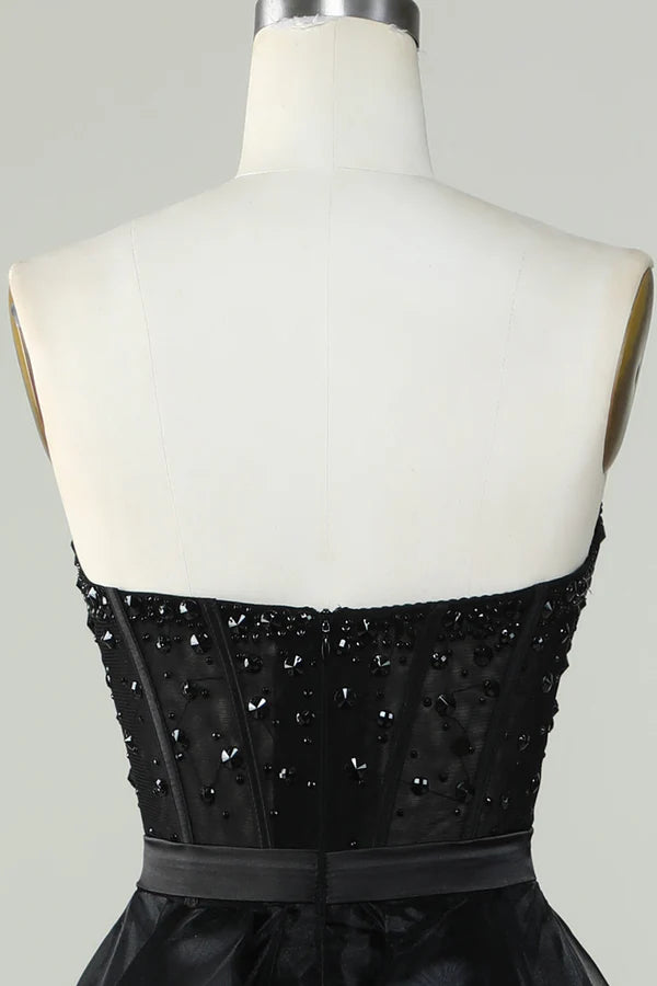 Princess A Line Sweetheart Black Strapless Ball Gown Formal Evening DressSimple gentle atmospheric and unique design