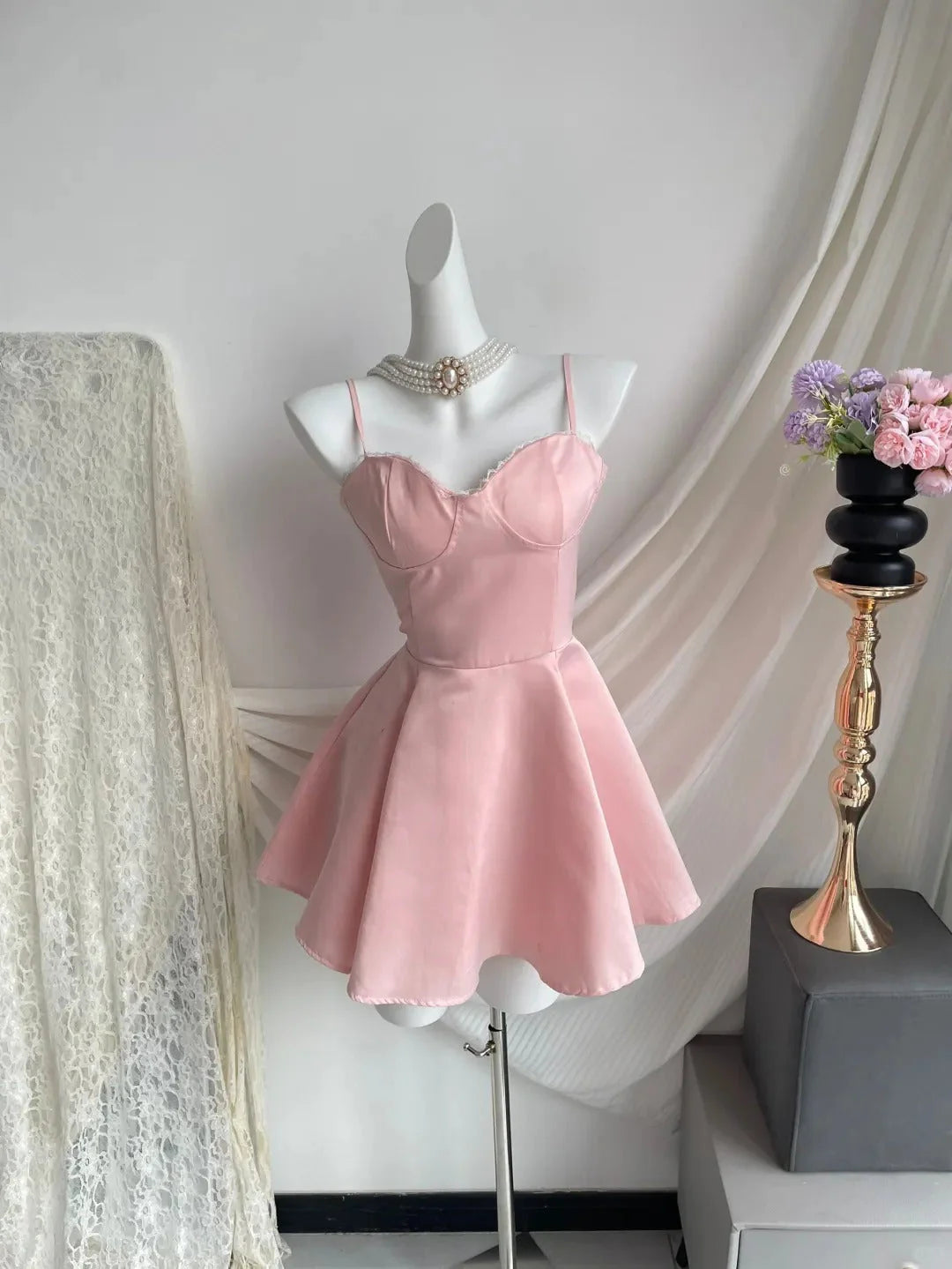 Princess Barbie Short Satin Homecoming Dress Prom Dress simple gentle atmospheric and unique desi Bring summer colors to enhance whiteness
