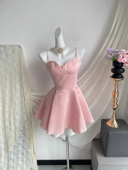 Princess Barbie Short Satin Homecoming Dress Prom Dress simple gentle atmospheric and unique desi Bring summer colors to enhance whiteness