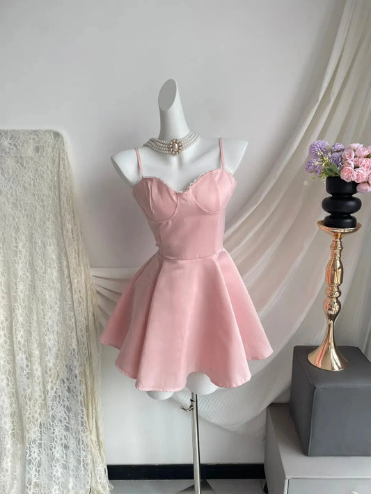 Princess Barbie Short Satin Homecoming Dress Prom Dress simple gentle atmospheric and unique desi Bring summer colors to enhance whiteness