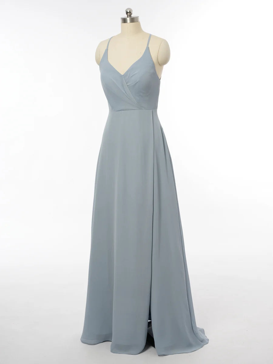 Princess Halter Sleeveless Bridesmaid Dresses with Split Side   simple gentle atmospheric and unique desi Bring summer colors to enhance whiteness
