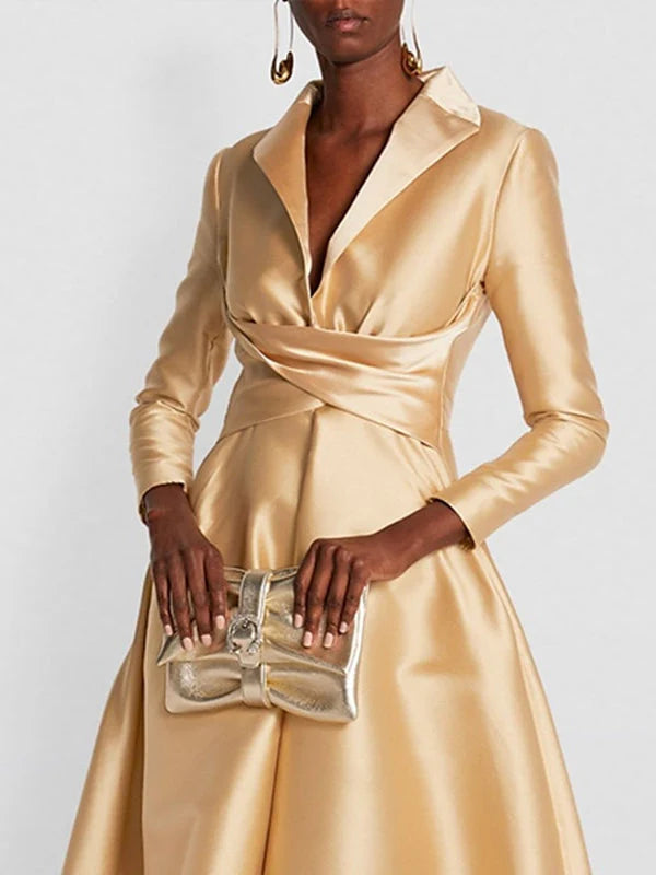 Princess Long Sleeves V-Neck Floor-length Evening Dresses simple gentle atmospheric and unique desi Bring summer colors to enhance whiteness