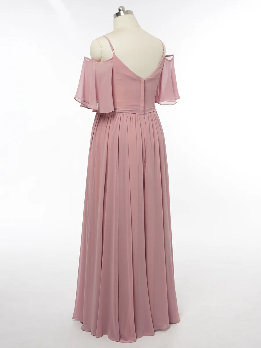 Princess Off-the-Shoulder Short Sleeves Bridesmaid Dresses with Ruched simple gentle atmospheric and unique desi Bring summer colors to enhance whiteness