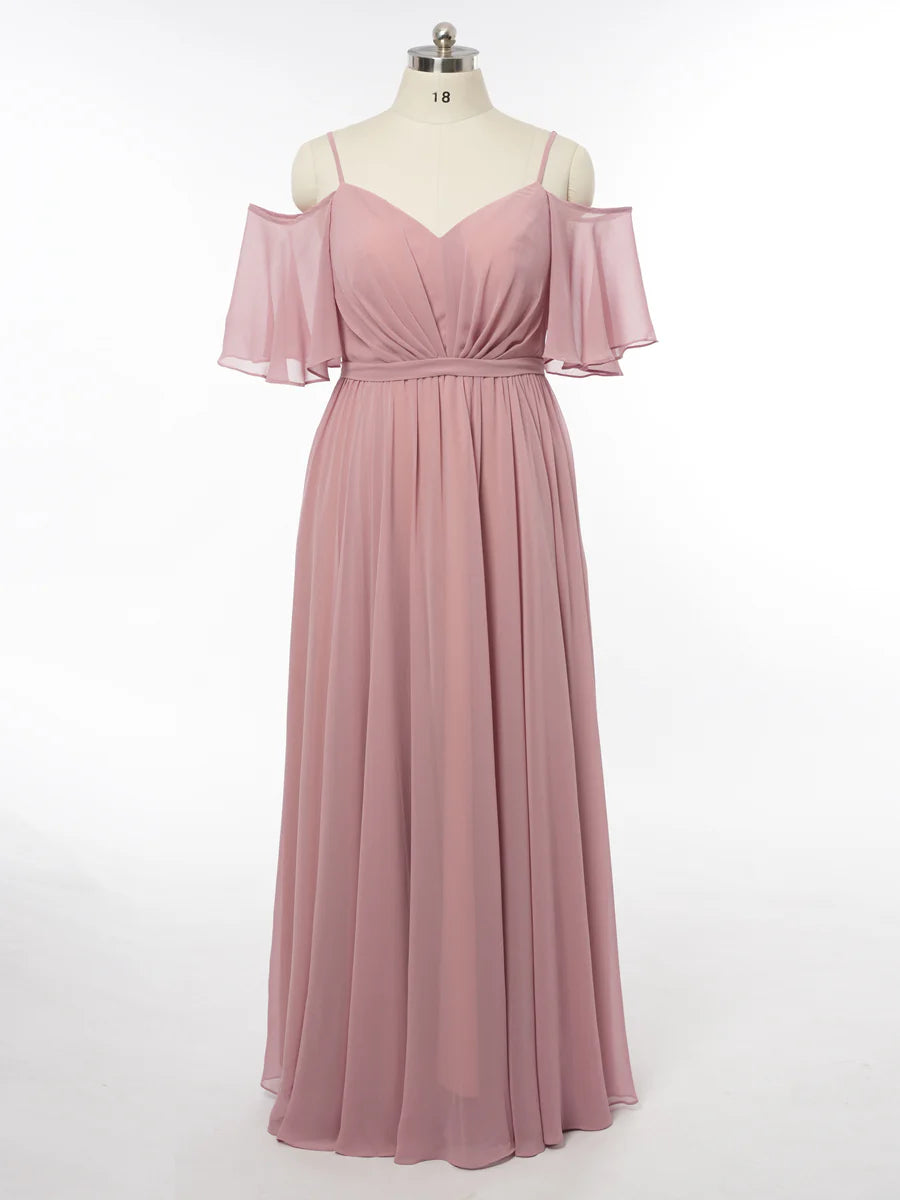 Princess Off-the-Shoulder Short Sleeves Bridesmaid Dresses with Ruched simple gentle atmospheric and unique desi Bring summer colors to enhance whiteness