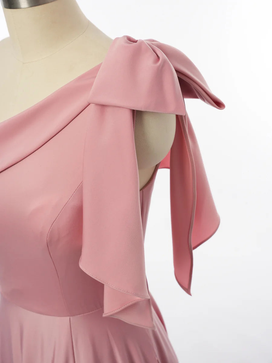 Princess One-Shoulder Sleeveless Bridesmaid Dresses with Bow Knot  simple gentle atmospheric and unique desi Bring summer colors to enhance whiteness