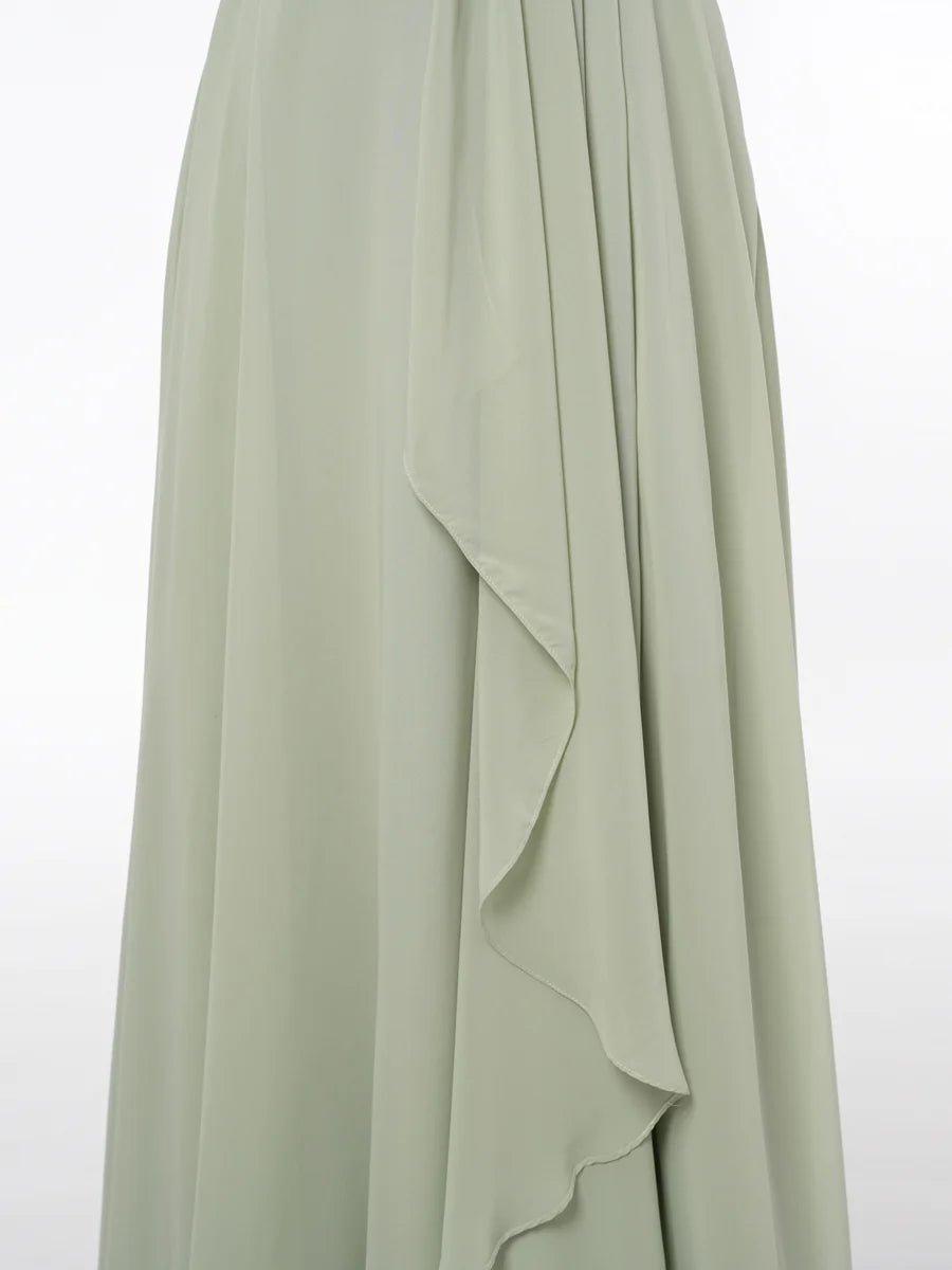 Princess One-Shoulder Sleeveless Bridesmaid Dresses with Ruffles simple gentle atmospheric and unique desi Bring summer colors to enhance whiteness