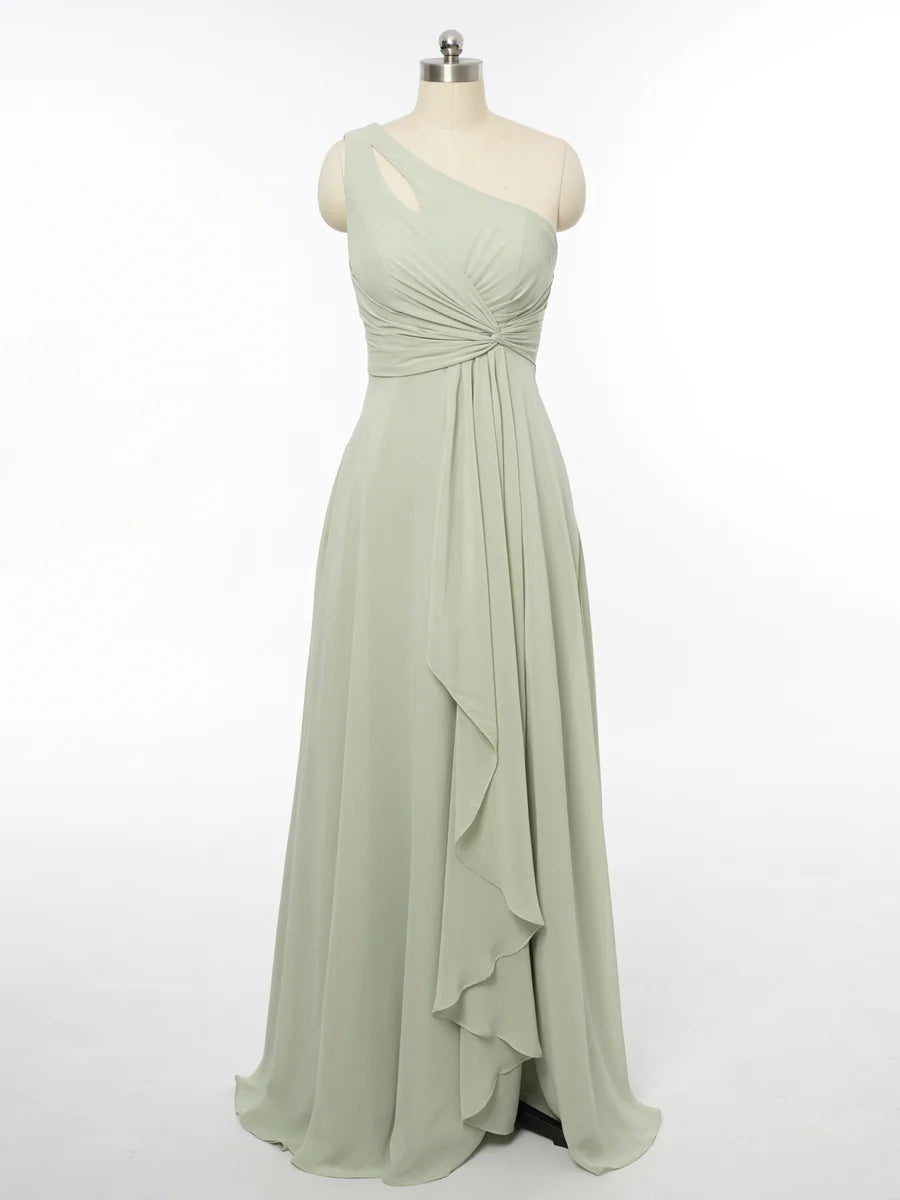 Princess One-Shoulder Sleeveless Bridesmaid Dresses with Ruffles simple gentle atmospheric and unique desi Bring summer colors to enhance whiteness