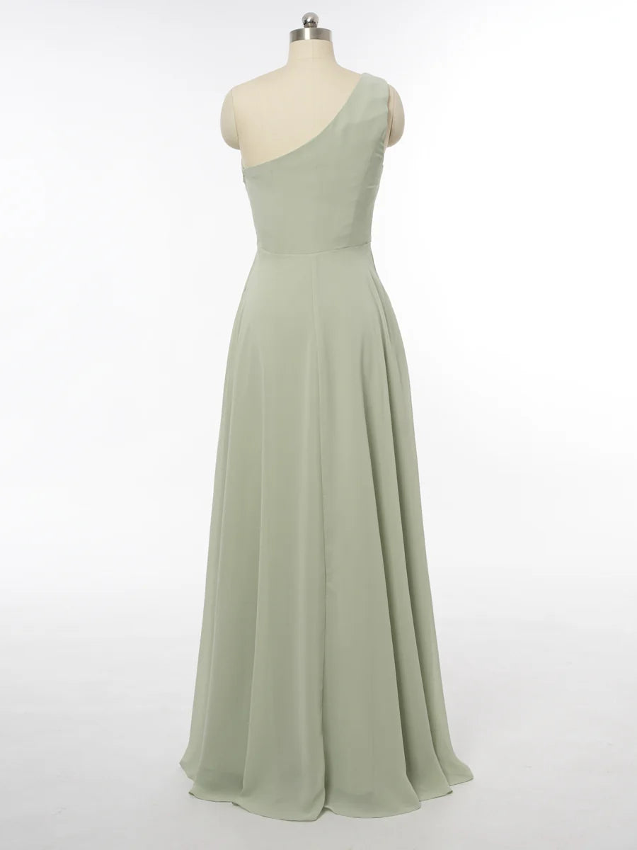 Princess One-Shoulder Sleeveless Bridesmaid Dresses with Ruffles simple gentle atmospheric and unique desi Bring summer colors to enhance whiteness