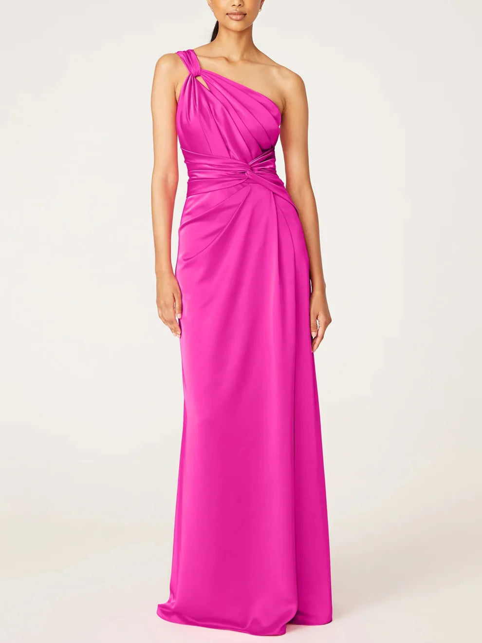 Princess One-Shoulder Sleeveless Floor-Length Evening Dress with Ruffles simple gentle atmospheric and unique desi Bring summer colors to enhance whiteness