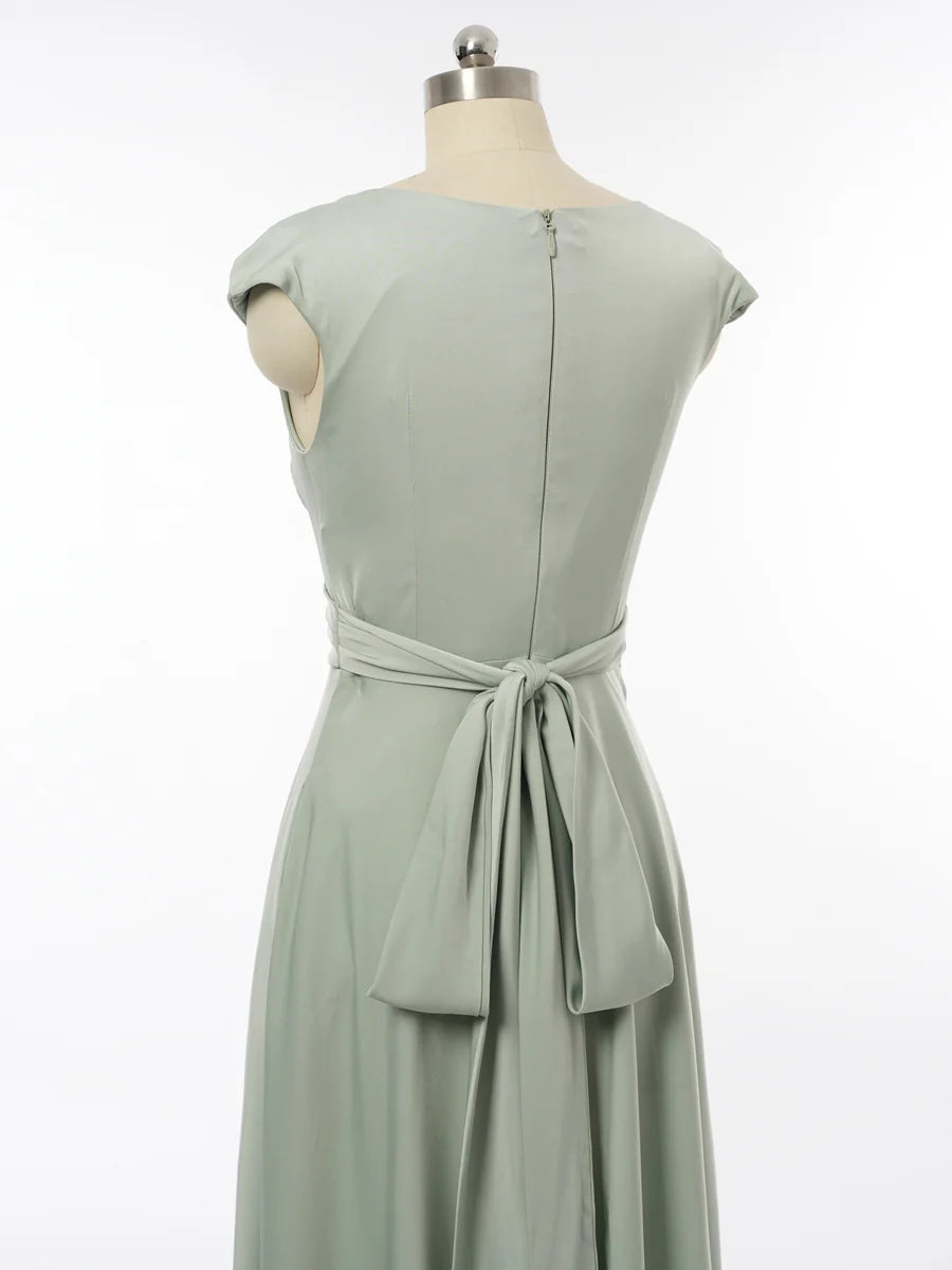 Princess Scoop Sleeveless Bridesmaid Dresses with Ruched simple gentle atmospheric and unique desi Bring summer colors to enhance whiteness