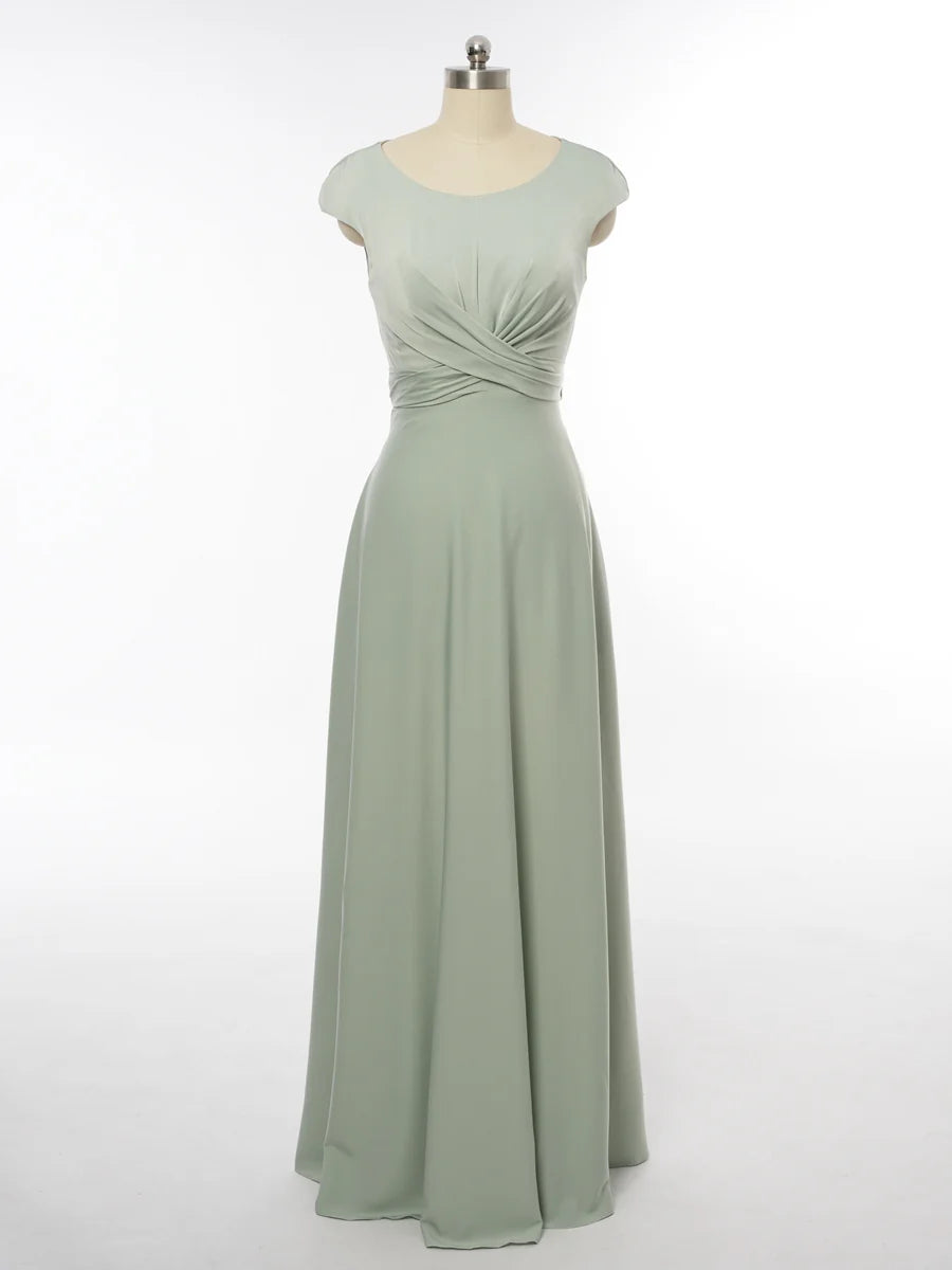 Princess Scoop Sleeveless Bridesmaid Dresses with Ruched simple gentle atmospheric and unique desi Bring summer colors to enhance whiteness