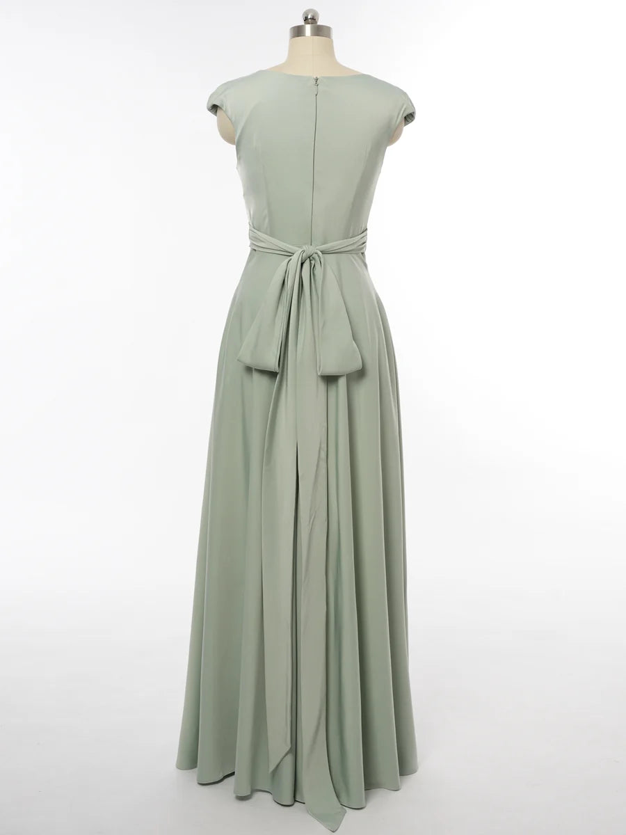 Princess Scoop Sleeveless Bridesmaid Dresses with Ruched simple gentle atmospheric and unique desi Bring summer colors to enhance whiteness