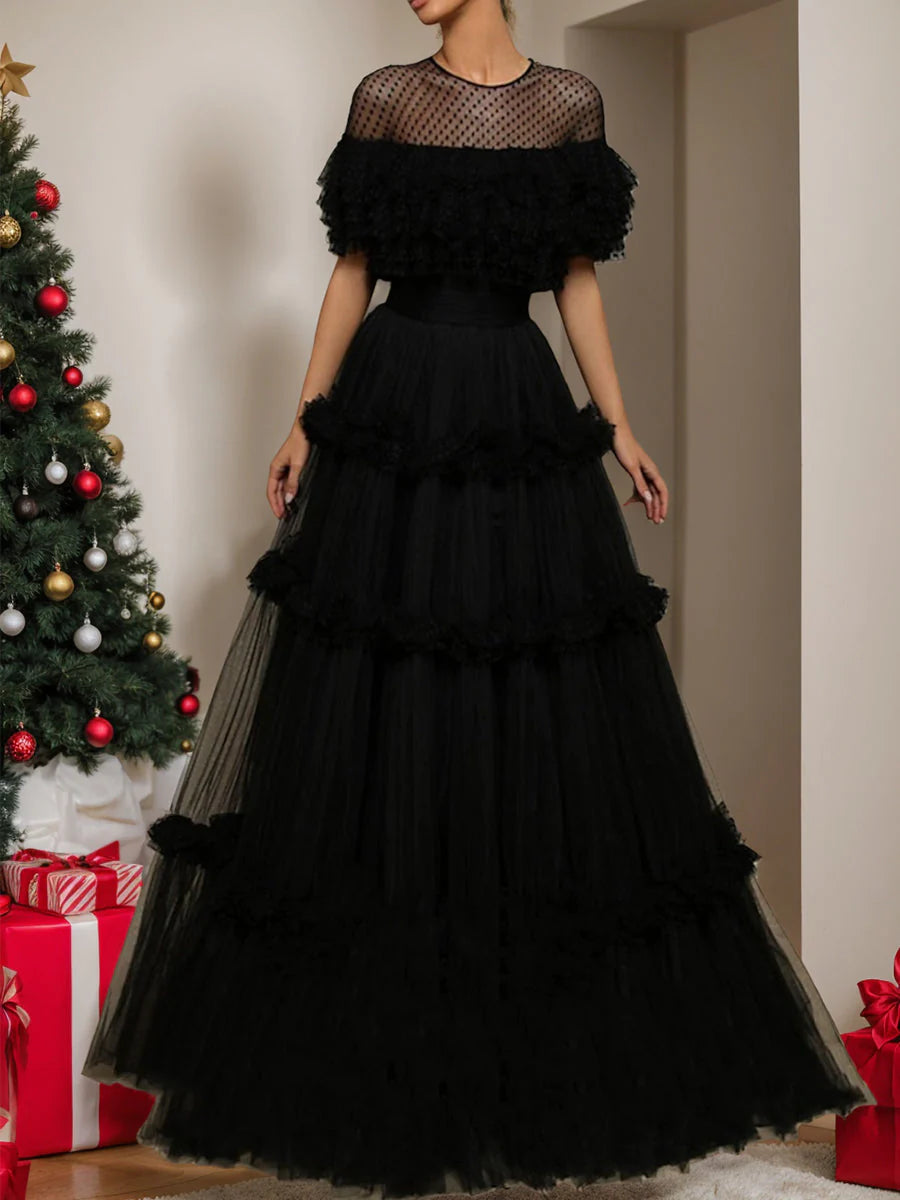 Princess Sheer Neck Long Dresses simple gentle atmospheric and unique desi Bring summer colors to enhance whiteness