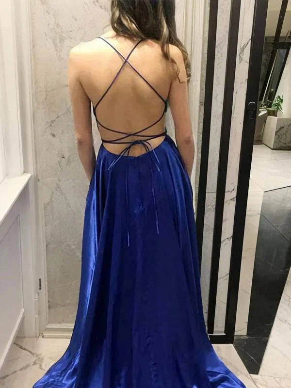 Princess Spaghetti Straps Floor-length Long Prom Dresses simple gentle atmospheric and unique desi Bring summer colors to enhance whiteness
