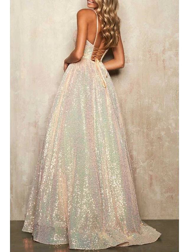 Princess Spaghetti Straps Long Prom Dresses simple gentle atmospheric and unique desi Bring summer colors to enhance whiteness