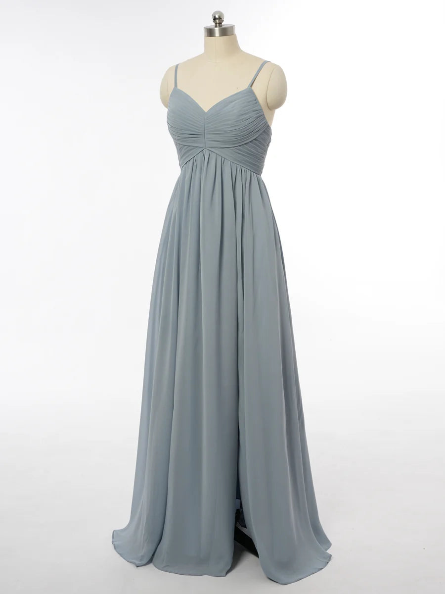 Princess Spaghetti Straps Sleeveless Bridesmaid Dresses with Ruched simple gentle atmospheric and unique desi Bring summer colors to enhance whiteness