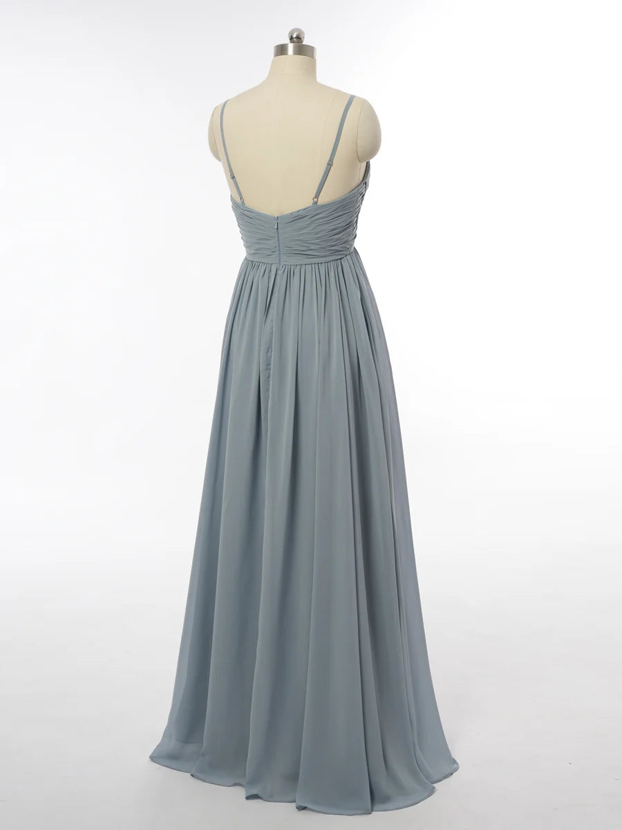 Princess Spaghetti Straps Sleeveless Bridesmaid Dresses with Ruched simple gentle atmospheric and unique desi Bring summer colors to enhance whiteness