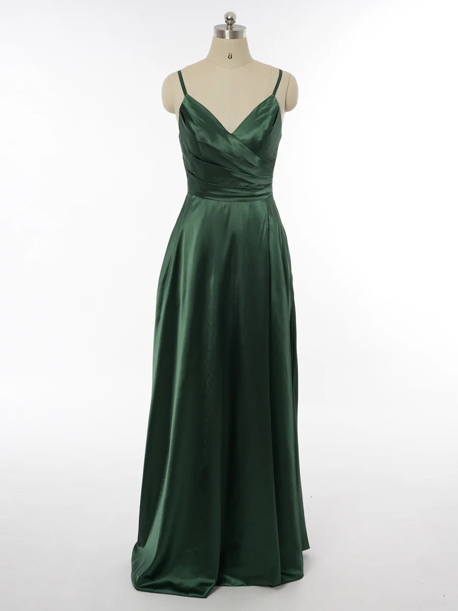 Princess Spaghetti Straps Sleeveless Bridesmaid Dresses with Ruched simple gentle atmospheric and unique desi Bring summer colors to enhance whiteness