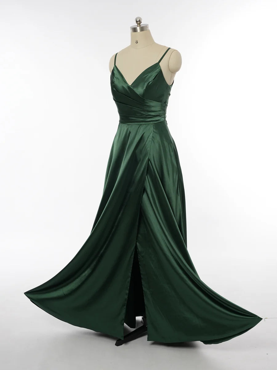 Princess Spaghetti Straps Sleeveless Bridesmaid Dresses with Ruched simple gentle atmospheric and unique desi Bring summer colors to enhance whiteness