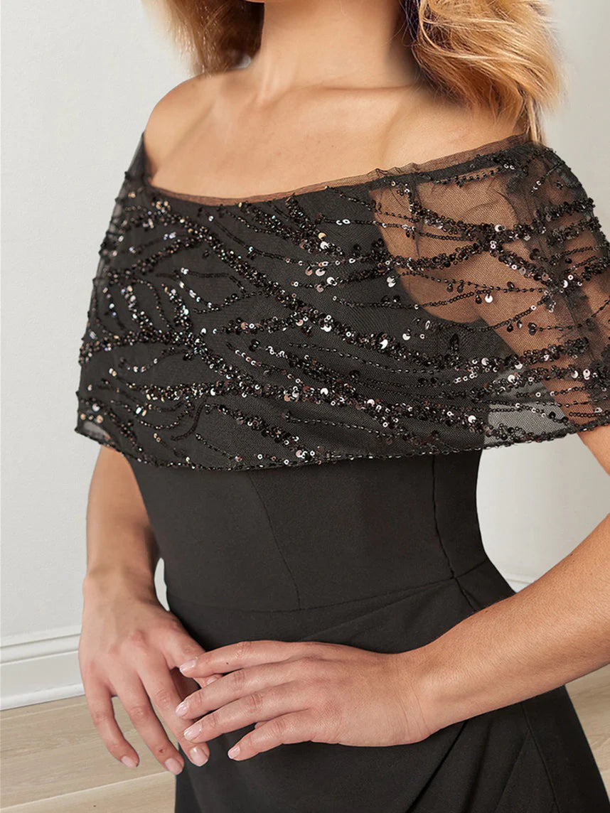 Princess Sparkly Portrait Neckline Floor-Length Mother of the Bride Dresses simple gentle atmospheric and unique desi Bring summer colors to enhance whiteness