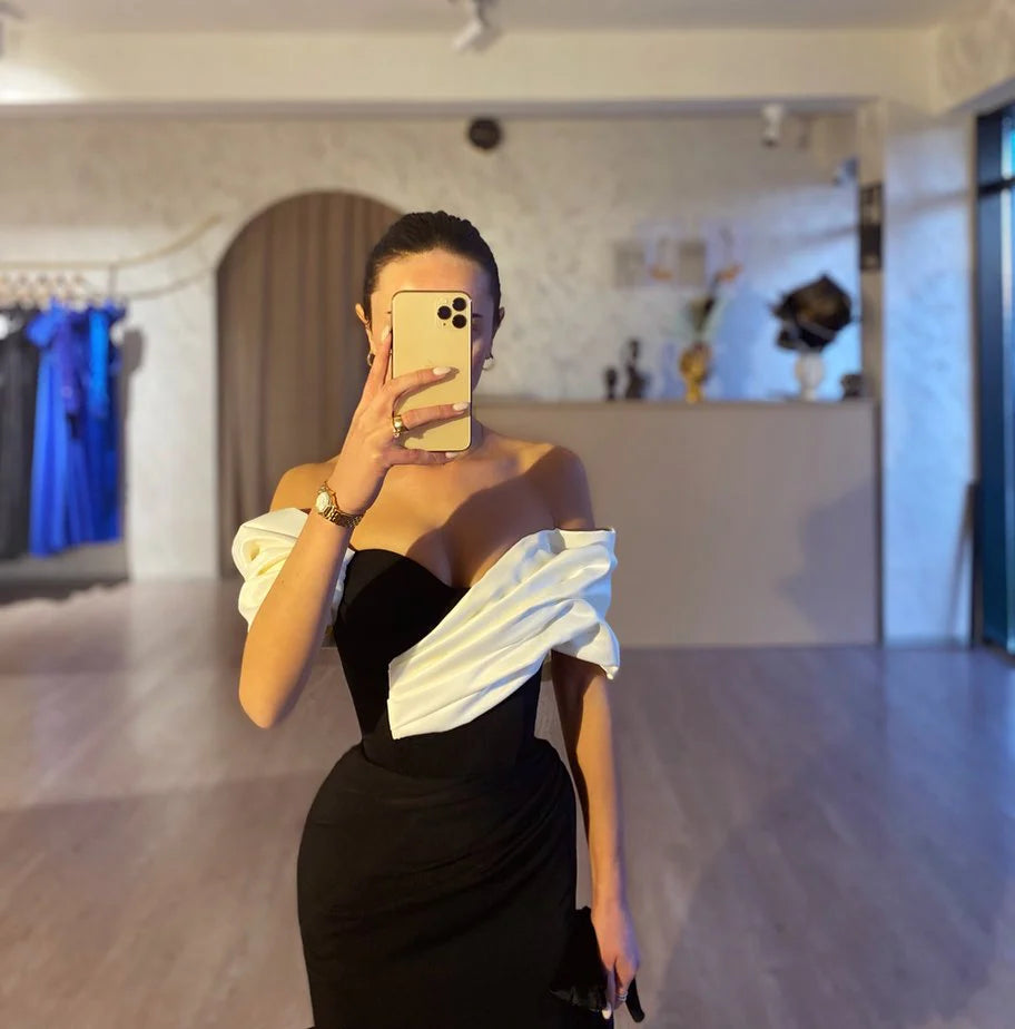 Princess Strapless Sleeveless Floor-length Long Formal Evening Dresses with Split Side simple gentle atmospheric and unique desi Bring summer colors to enhance whiteness