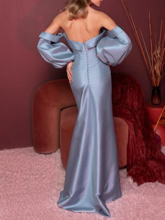 Princess V-Neck Half Sleeves Floor-Length Evening Dress with Ruffles simple gentle atmospheric and unique desi Bring summer colors to enhance whiteness