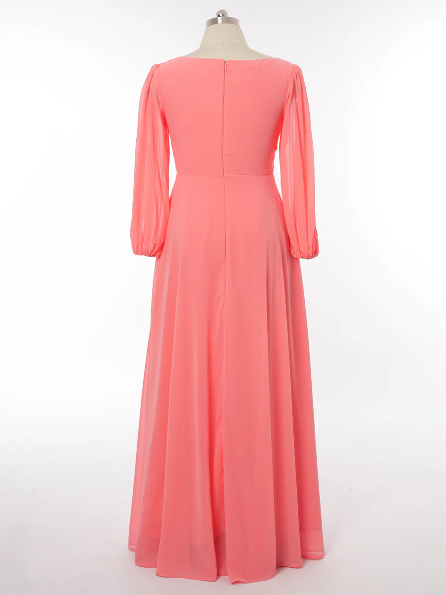 Princess V-Neck Long Sleeves Bridesmaid Dresses with Sequins   simple gentle atmospheric and unique desi Bring summer colors to enhance whiteness