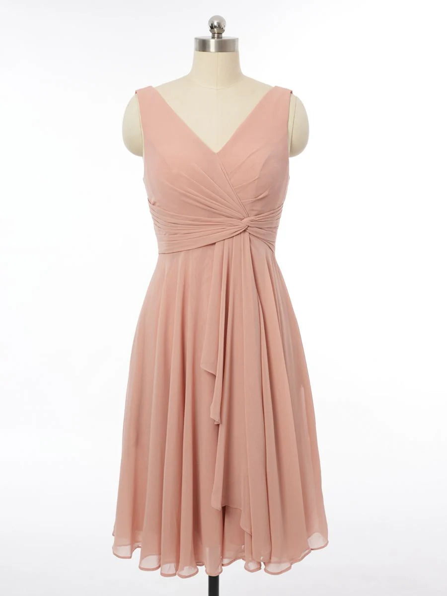 Princess V-Neck Sleeveless Bridesmaid Dresses with Ruffles simple gentle atmospheric and unique desi Bring summer colors to enhance whiteness