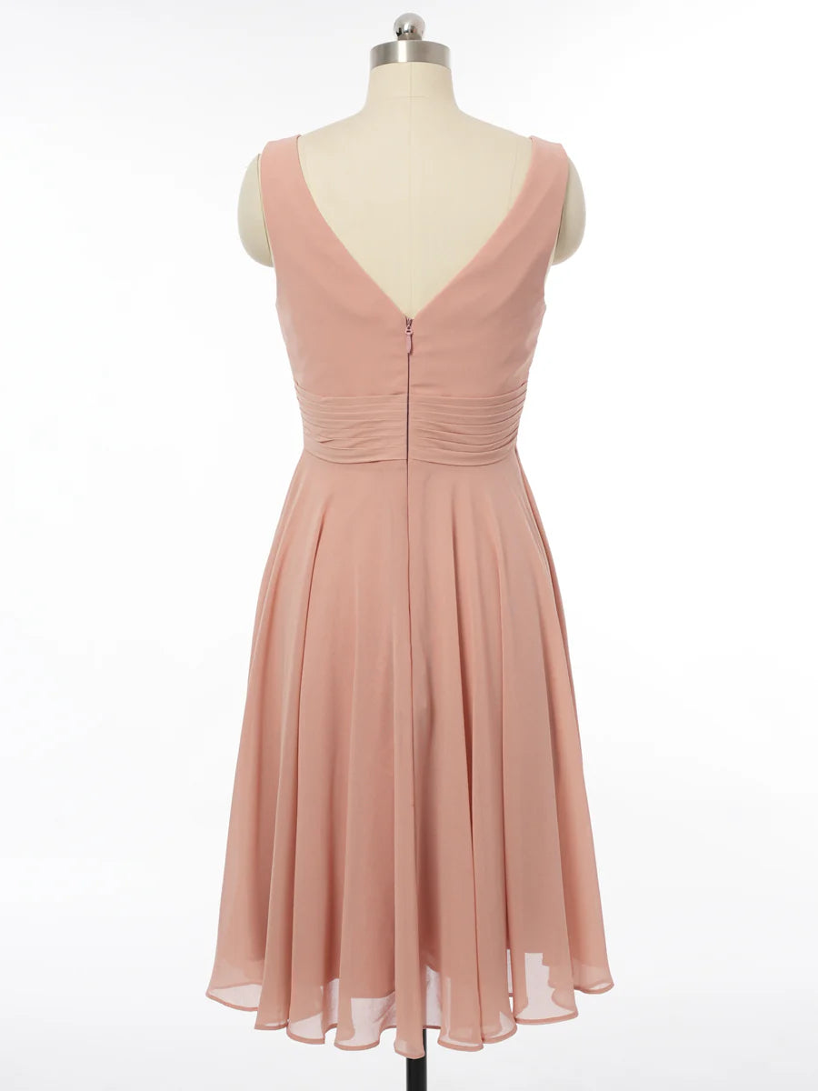 Princess V-Neck Sleeveless Bridesmaid Dresses with Ruffles simple gentle atmospheric and unique desi Bring summer colors to enhance whiteness
