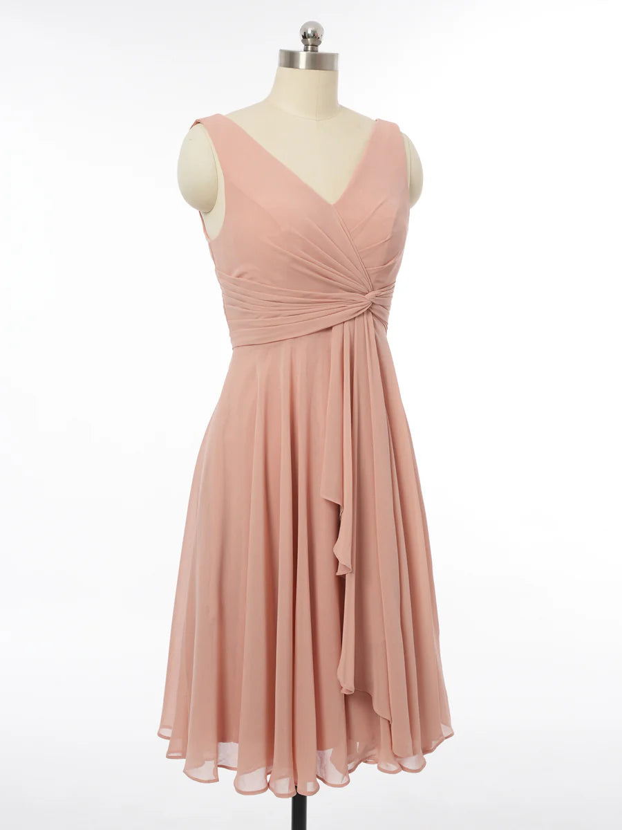 Princess V-Neck Sleeveless Bridesmaid Dresses with Ruffles simple gentle atmospheric and unique desi Bring summer colors to enhance whiteness