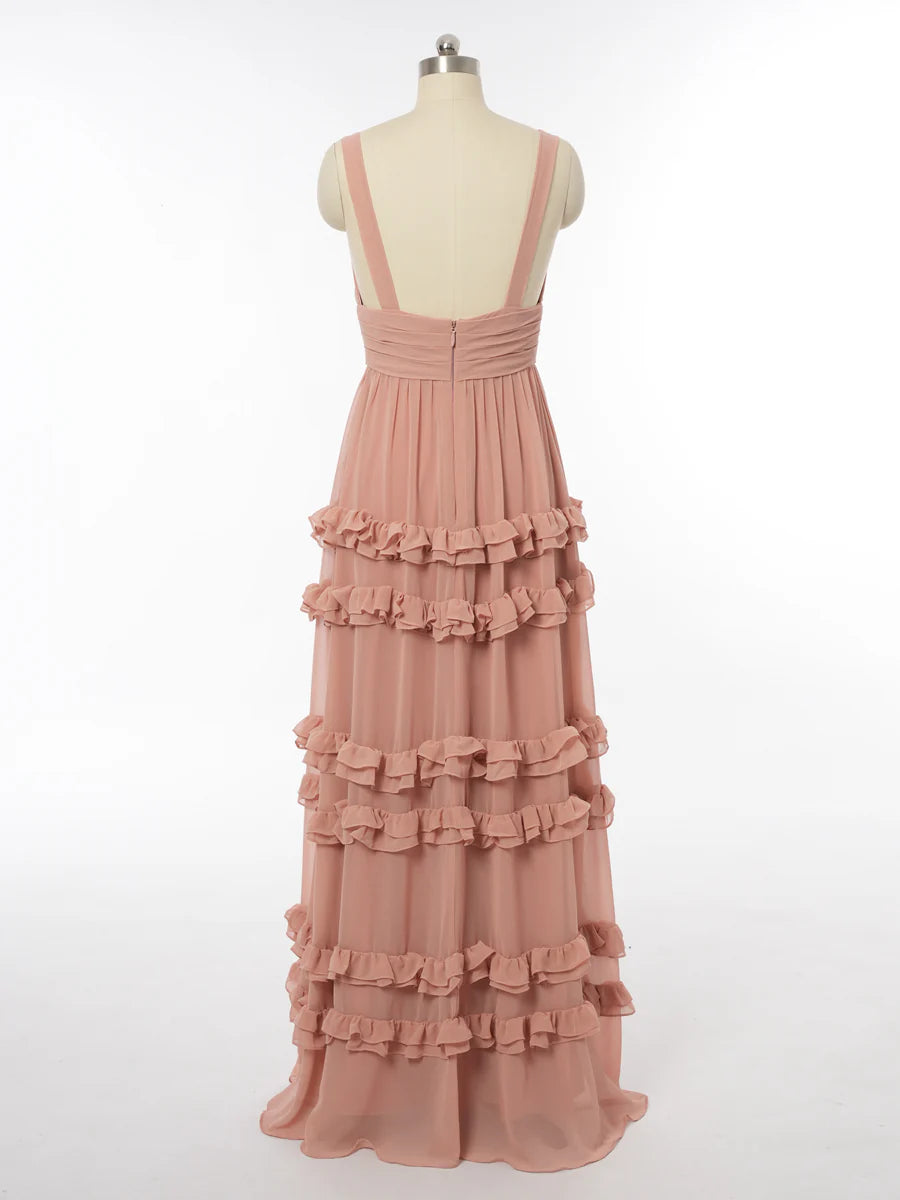 Princess V-Neck Sleeveless Bridesmaid Dresses with Split Side simple gentle atmospheric and unique desi Bring summer colors to enhance whiteness