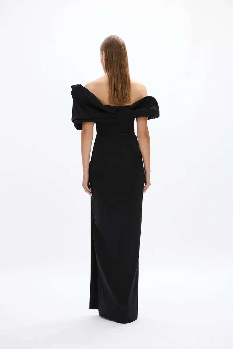 Puffed Sheath Off the Shoulder Sleeveless Zipper Back High Slit Floor Length Hot sale Prom Dress