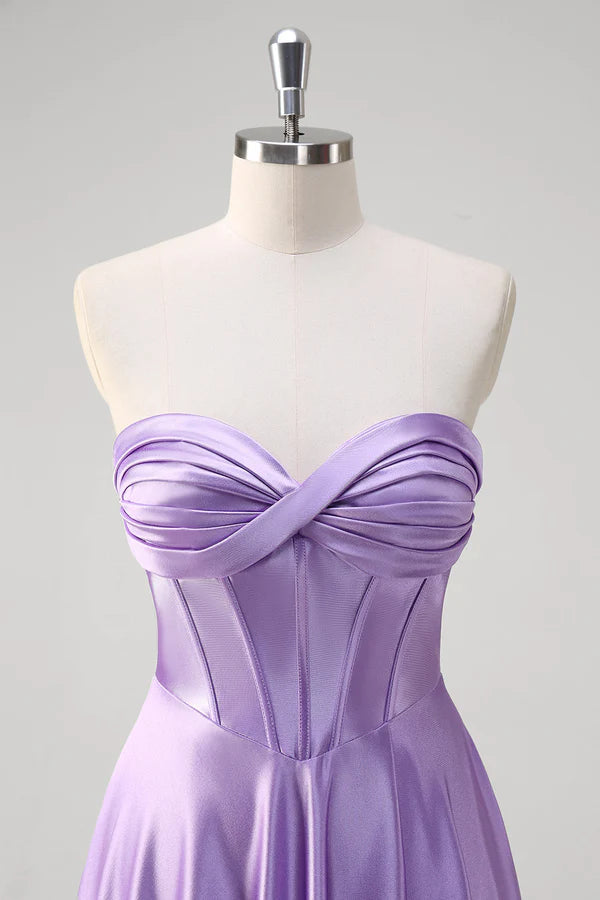 Purple A Line Sweetheart Corset Long Prom Dress simple gentle atmospheric and unique desi