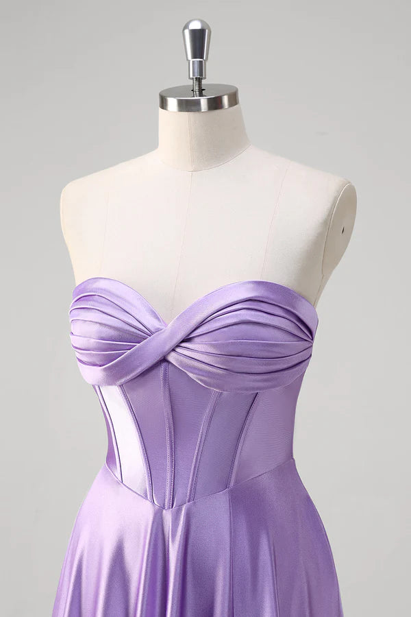 Purple A Line Sweetheart Corset Long Prom Dress simple gentle atmospheric and unique desi