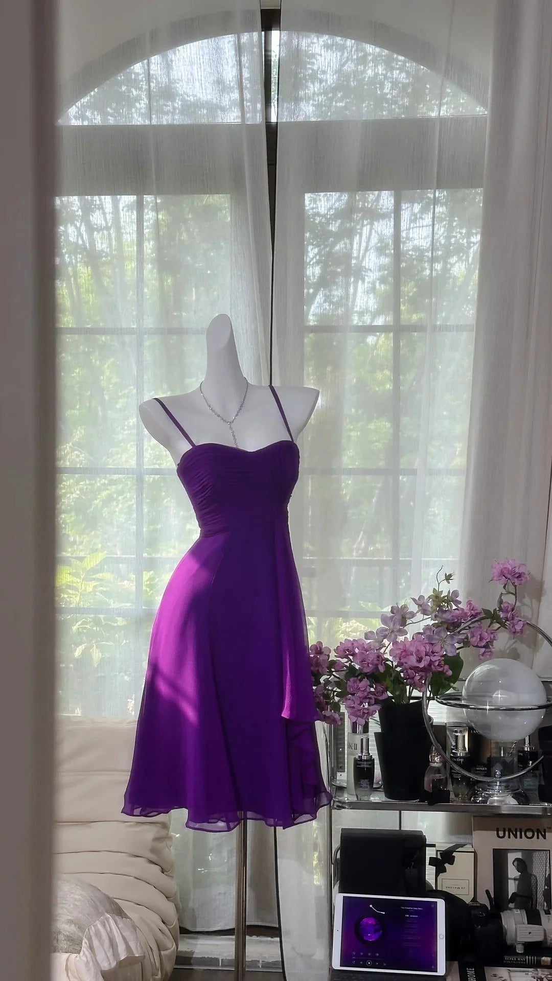 Purple Simple Fashion Short Chiffon Homecoming Dress Birthday Party Dress  simple gentle atmospheric and unique desi Bring summer colors to enhance whiteness